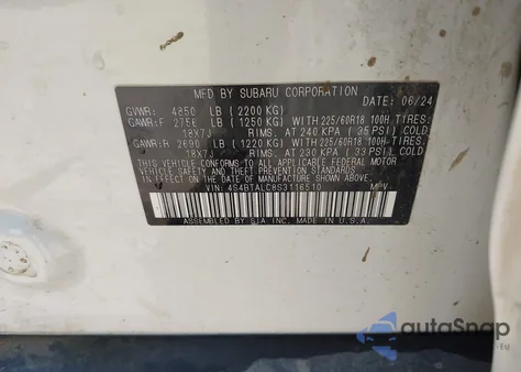 2025 Subaru Outback Onyx Edition z USA, uszkodzony, nr VIN 4S4BTALC8S3116510